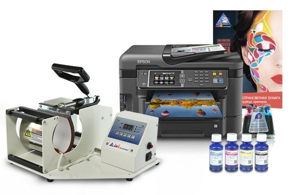 Чашечный термопресс INKSYSTEM и МФУ Epson WF-3640DTWF с набором для сублимационной печати - изображение 1