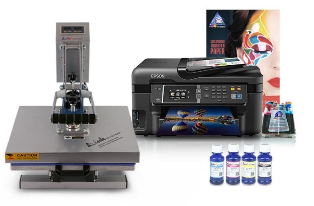 Планшетный термопресс INKSYSTEM (38x38cм) и МФУ Epson WF-3620 с набором для сублимационной печати - изображение 1