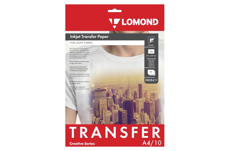 изображение Термотрансферная бумага LOMOND Transfer Paper for bright cloth A4, 140г/м2 10 листов