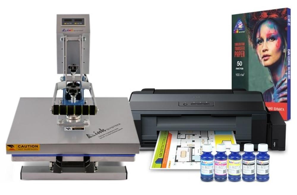 Планшетный термопресс INKSYSTEM P-3838+ 38*38 см и принтер Epson L1300 с набором для сублимационной печати - изображение 1