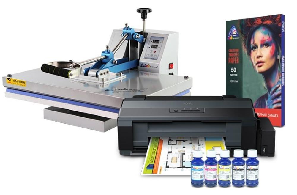 Планшетный термопресс INKSYSTEM P-4060 40*60 см и принтер Epson L1300 с набором для сублимационной печати - изображение 1
