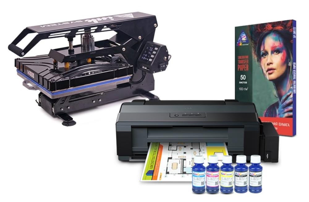 Планшетный термопресс INKSYSTEM SP AO3838 38*38 см и принтер Epson L1300 с набором для сублимационной печати - изображение 1