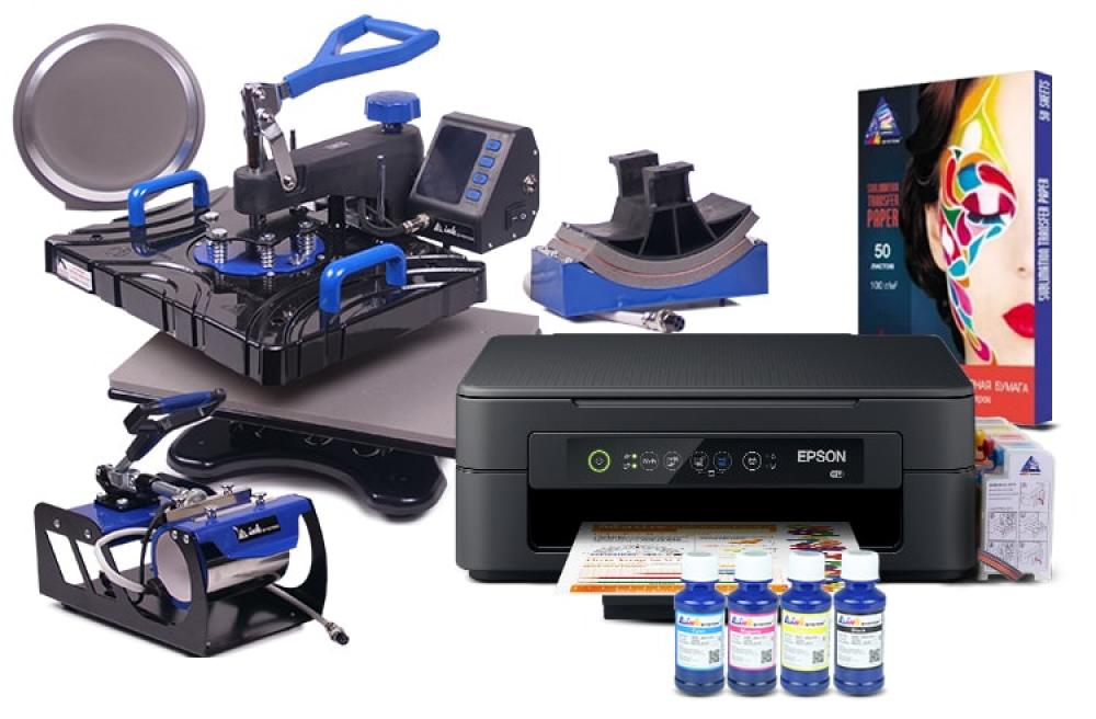 Многофункциональный термопресс INKSYSTEM SP Combo 5 29*38 см 5 в 1 и МФУ Epson XP-2100 с набором для сублимационной печати - изображение 1