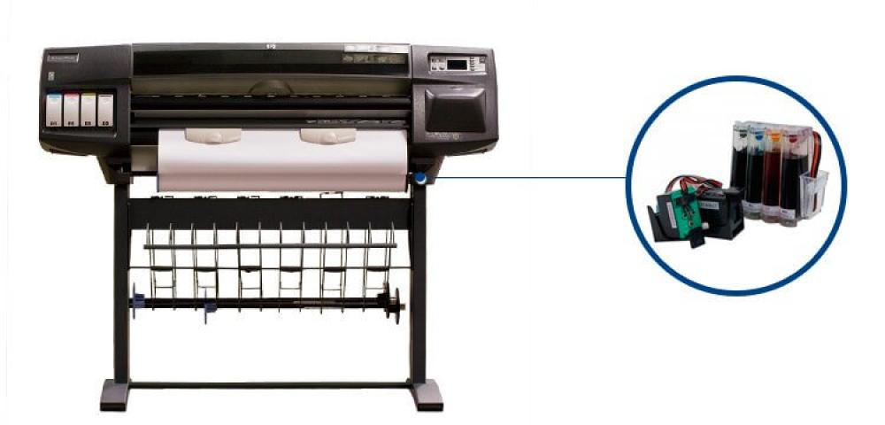 изображение Плоттер HP DesignJet 1050c plus с СНПЧ и чернилами - изображение 1
