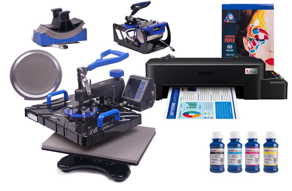 Многофункциональный термопресс INKSYSTEM SP Combo 5 29*38 см 5 в 1 и принтер Epson L121 с набором для сублимационной печати - изображение 1