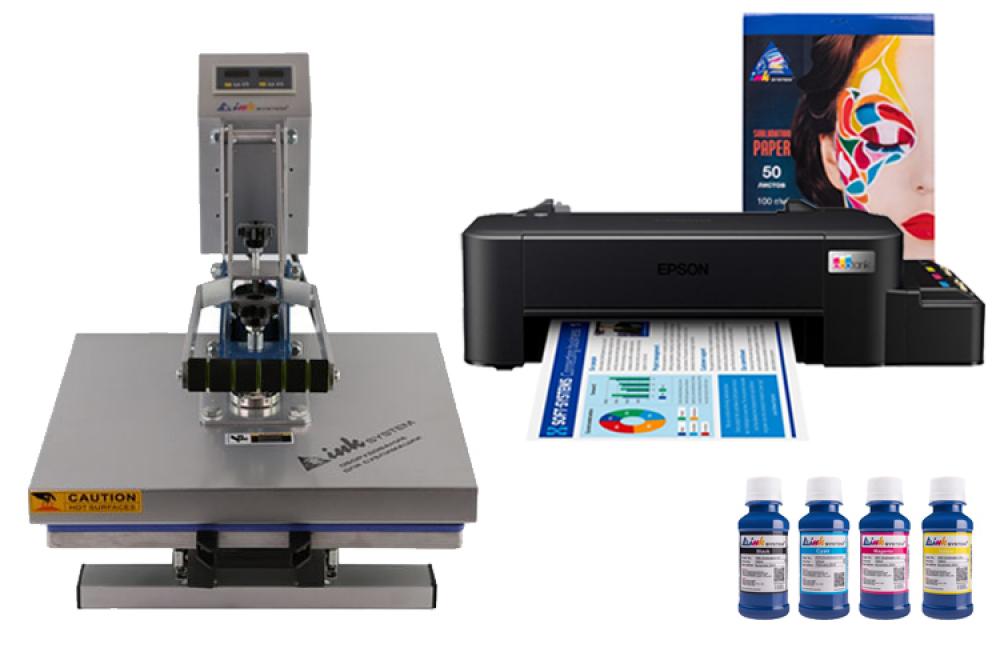 Планшетный термопресс INKSYSTEM P-3838+ 38*38 см и принтер Epson L121 с набором для сублимационной печати - изображение 1