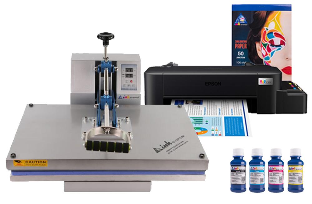 Планшетный термопресс INKSYSTEM P-4060 40*60 см и принтер Epson L121 с набором для сублимационной печати - изображение 1
