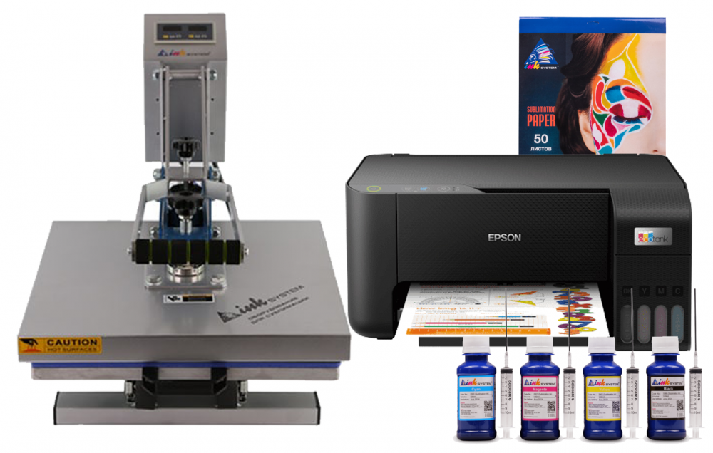 изображение Планшетный термопресс INKSYSTEM P-3838+ 38*38 см и МФУ Epson L3210 с набором для сублимационной печати - изображение 1