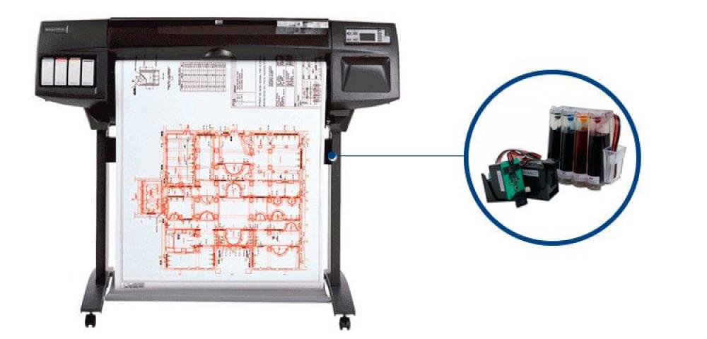 изображение Плоттер HP DesignJet 1055 с СНПЧ и чернилами - изображение 1